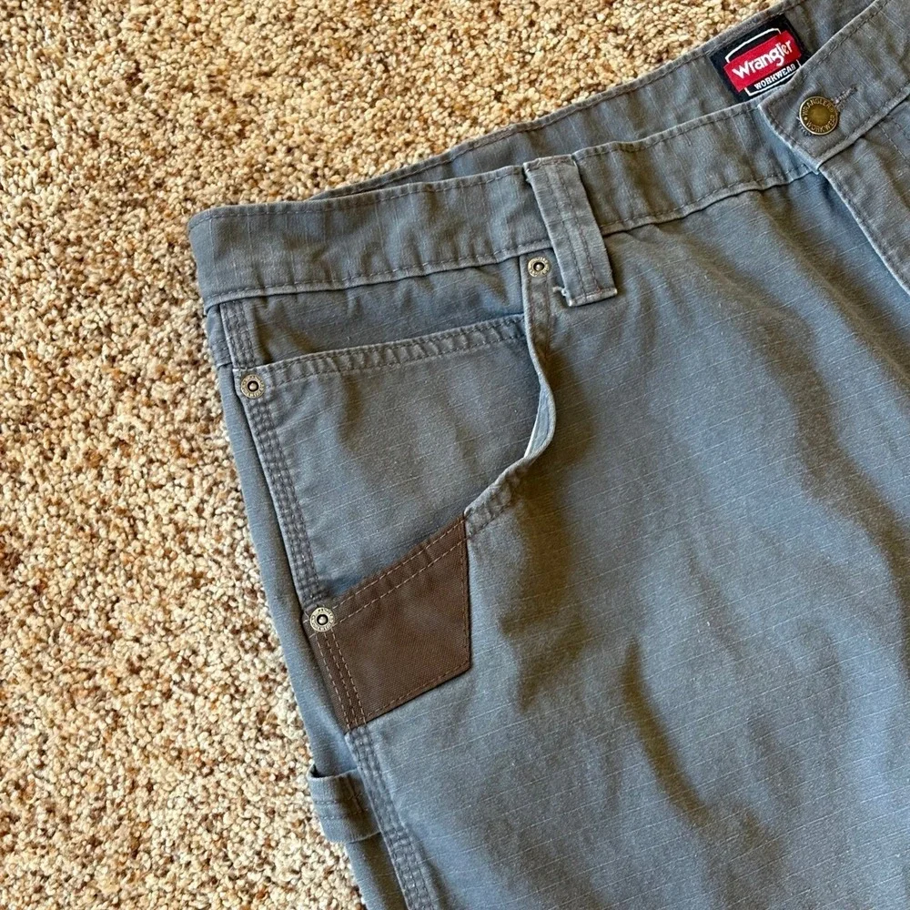 Wrangler Men Cargo Pants Workwear Ripstop Tactical 42x30 Gray Reinforced Pockets